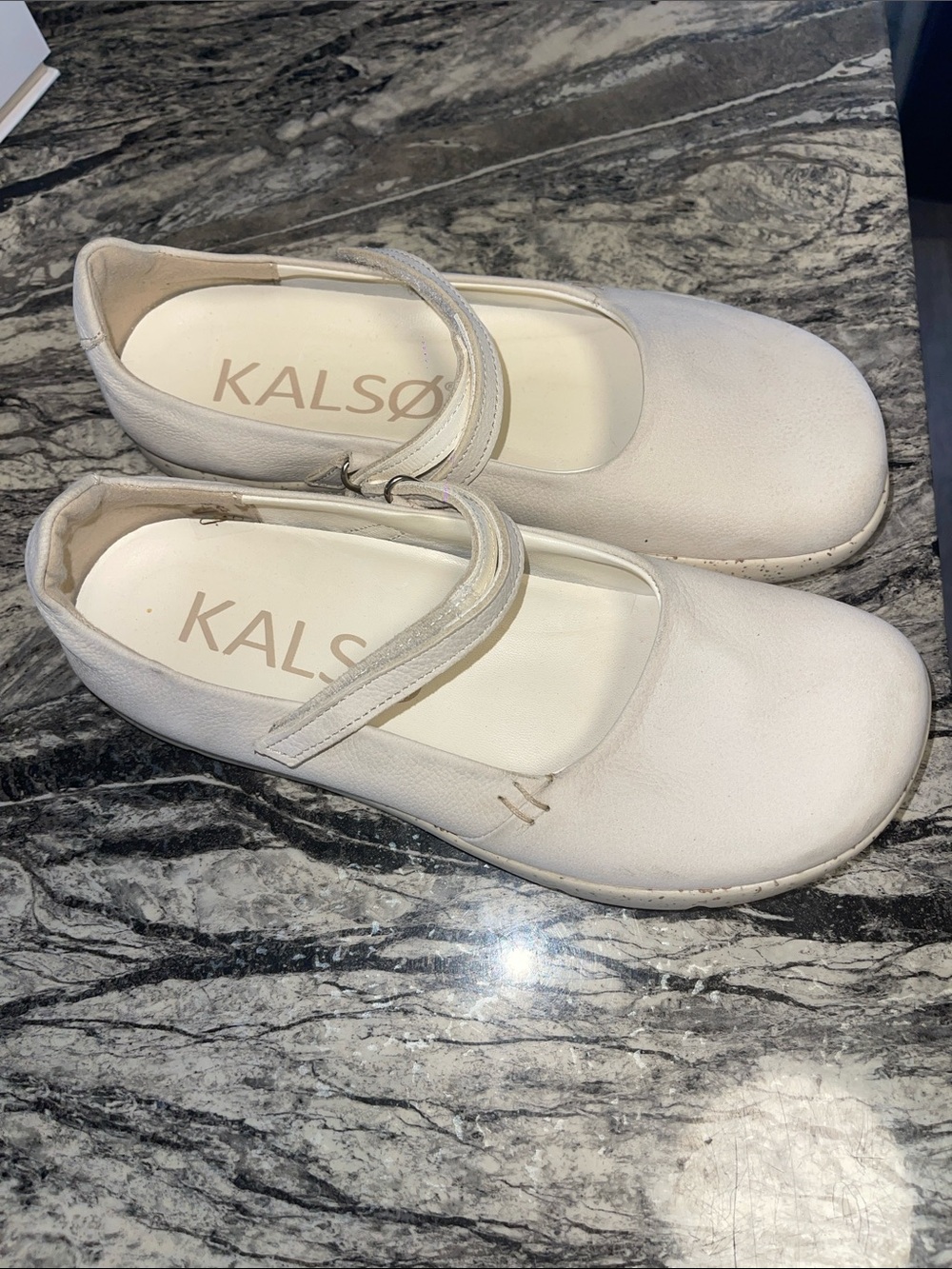 Kalsø White Mary Jane Flats